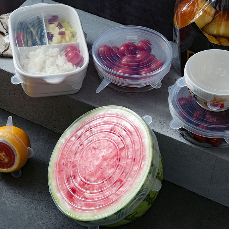 Stall Supply Lid for Airtight Container 6-Piece Multi-Function Stretchable Fruit Plastic Wrap Square Bowl Cover