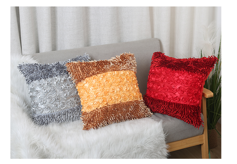 Combination of Three Rose Tassel Pillow Cover Fashion Winter Throw Pillowcase Sofa Cushion Case Pillow Cover Combination of Three Rose Tassel Pillow Cover Fashion Winter Throw Pillowcase Sofa Cushion Case Pillow Cover