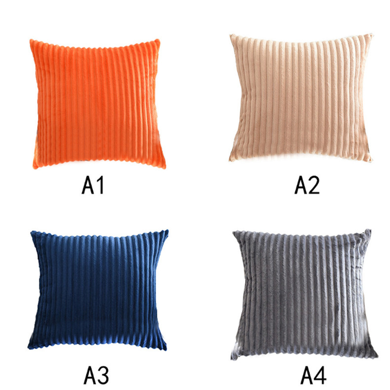 Amazon Hot Nordic Plain Flannel Straight Strip Cushion Home Corduroy Thick Strip Pillow Cover Customization
