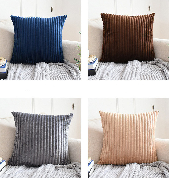 Amazon Hot Nordic Plain Flannel Straight Strip Cushion Home Corduroy Thick Strip Pillow Cover Customization Amazon Hot Nordic Plain Flannel Straight Strip Cushion Home Corduroy Thick Strip Pillow Cover Customization