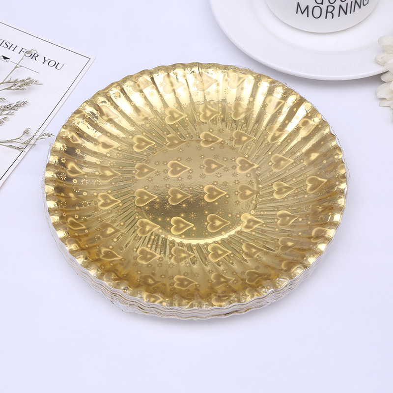 Disposable gold paper plate paper plate birthday cake plate wedding feast party barbecue tray manufacturers direct