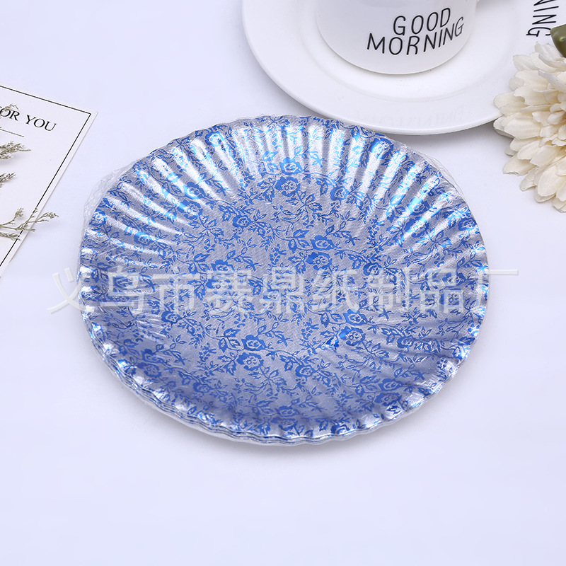 Disposable gold paper plate paper plate birthday cake plate wedding feast party barbecue tray manufacturers direct