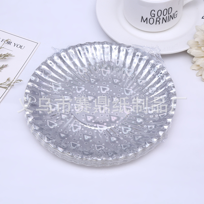 Disposable gold paper plate paper plate birthday cake plate wedding feast party barbecue tray manufacturers direct