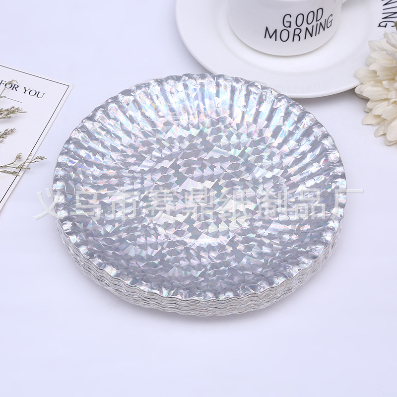 Disposable gold paper plate paper plate birthday cake plate wedding feast party barbecue tray manufacturers direct
