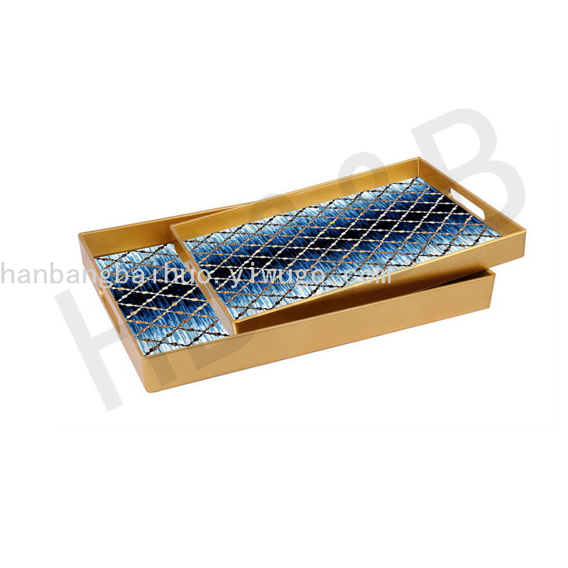 European Luxury American Light Luxury Metal Tea Tray Tray Household Tea Cup Storage Glass Mirror Christmas Oblique Tray European Luxury American Light Luxury Metal Tea Tray Tray Household Tea Cup Storage Glass Mirror Christmas Oblique Tray