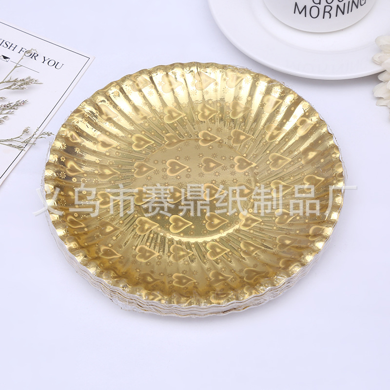 Disposable white gold paper plate paper plate birthday cake plate wedding feast party barbecue tray manufacturers direct Disposable white gold paper plate paper plate birthday cake plate wedding feast party barbecue tray manufacturers direct