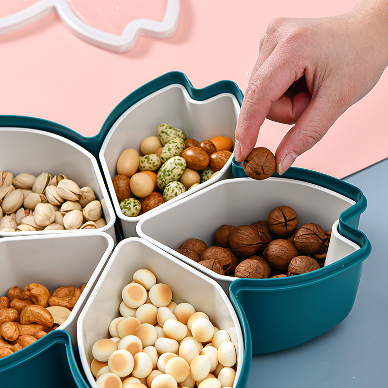 Factory Direct Sales Creative Simple Fruit Plate Living Room Home Snacks Nuts Storage Box Covered Compartment Fruit Storage Tray