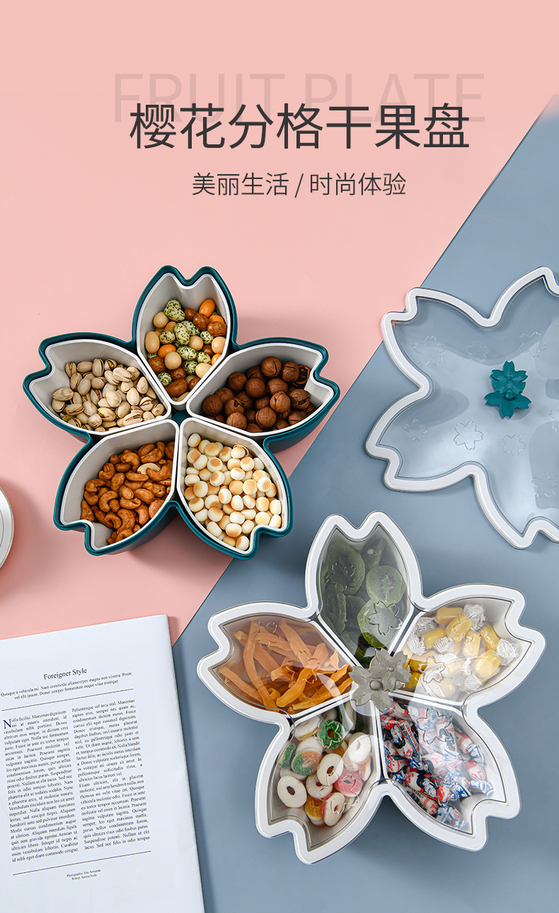 Factory Direct Sales Creative Simple Fruit Plate Living Room Home Snacks Nuts Storage Box Covered Compartment Fruit Storage Tray Factory Direct Sales Creative Simple Fruit Plate Living Room Home Snacks Nuts Storage Box Covered Compartment Fruit Storage Tray