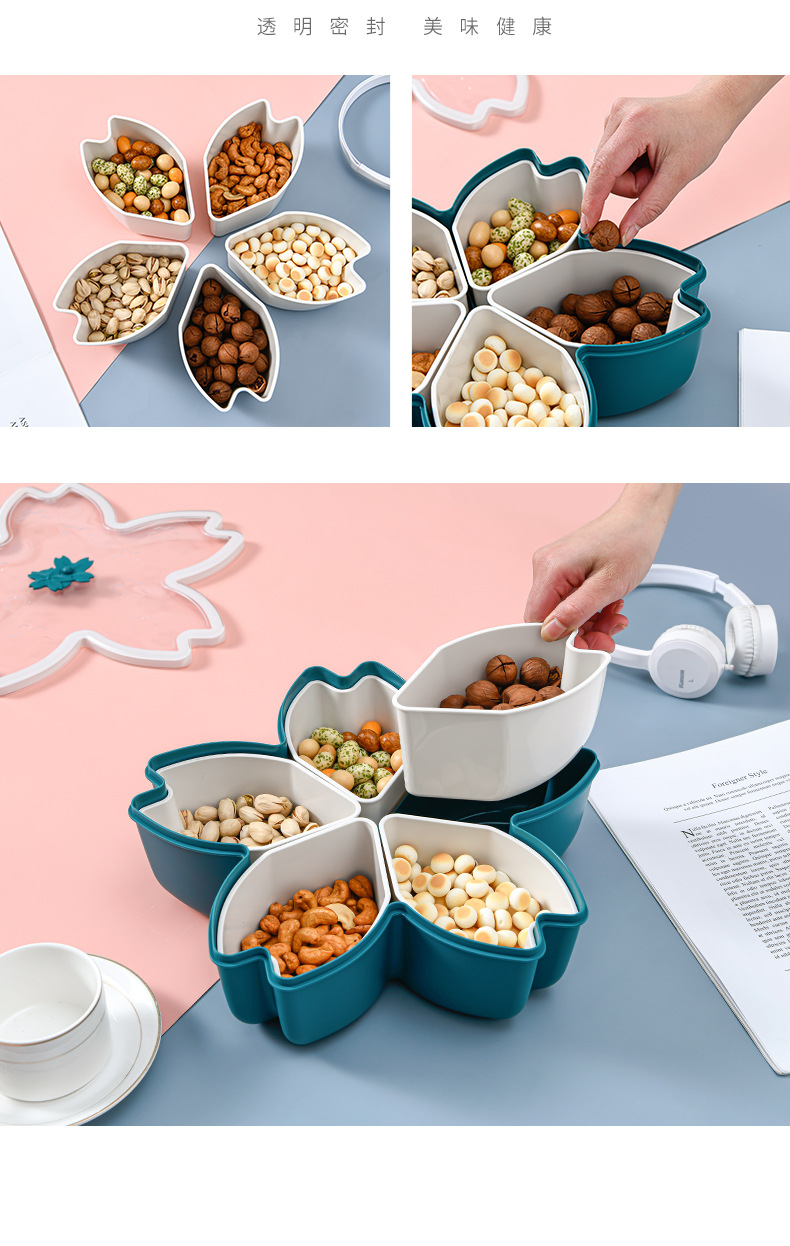 Factory Direct Sales Creative Simple Fruit Plate Living Room Home Snacks Nuts Storage Box Covered Compartment Fruit Storage Tray Factory Direct Sales Creative Simple Fruit Plate Living Room Home Snacks Nuts Storage Box Covered Compartment Fruit Storage Tray