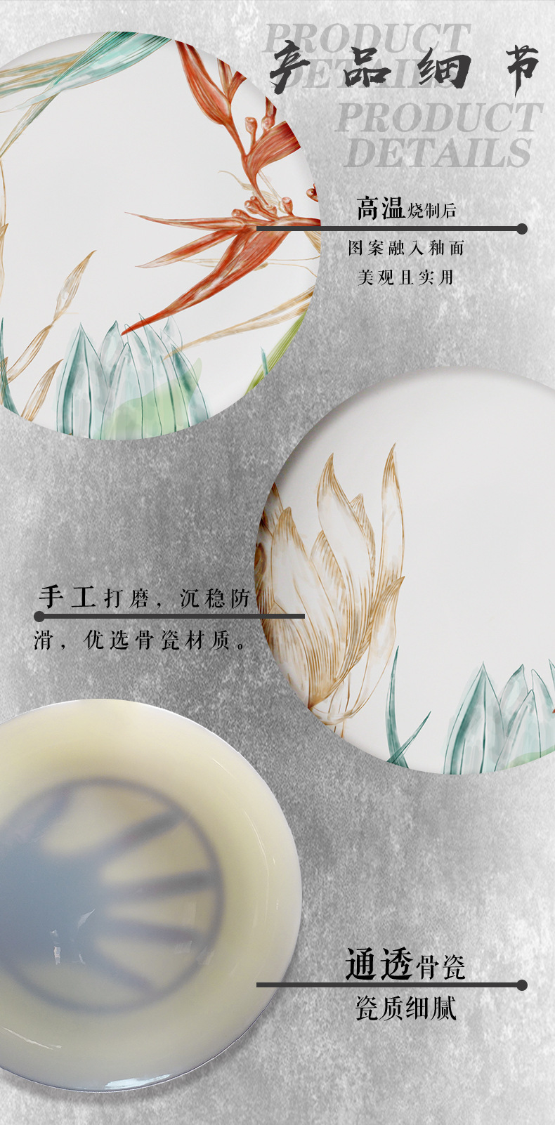 Foreign Trade New Product Bone Porcelain Plate Chinese Hand Painted Colorful Lotus Tableware Hotel Western Food/Steak Dish Creative Home Decorative Tray Foreign Trade New Product Bone Porcelain Plate Chinese Hand Painted Colorful Lotus Tableware Hotel Western Food/Steak Dish Creative Home Decorative Tray