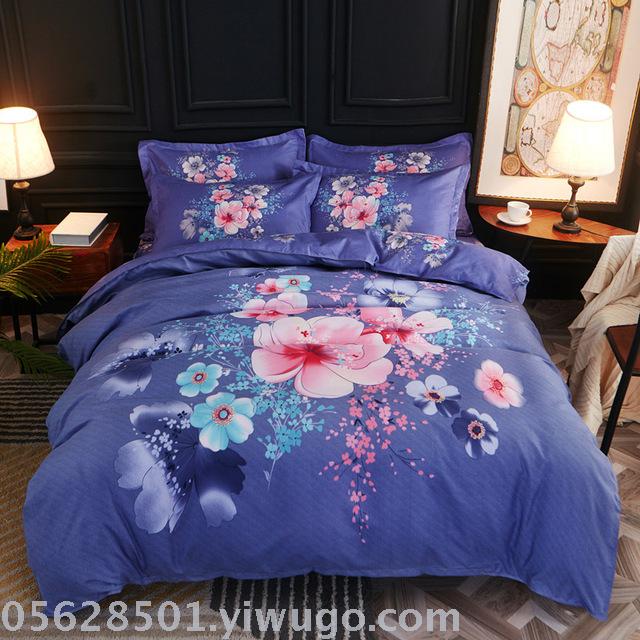 1.5M Bed New Large Flower  Thicken Sanding Bedding Set Wedding Bed Set Quilt Cover Pillowcases Bed Sheet four pieces