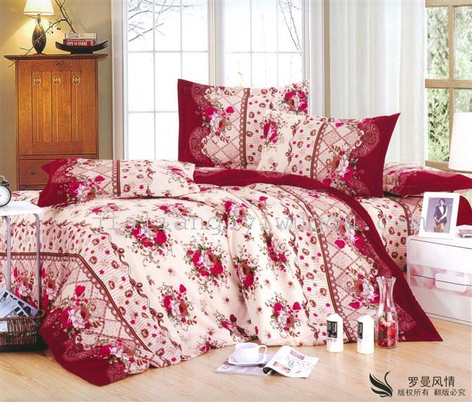 Manufacturer sells winter extra thick reactive printing velvet bedding set four never fade
