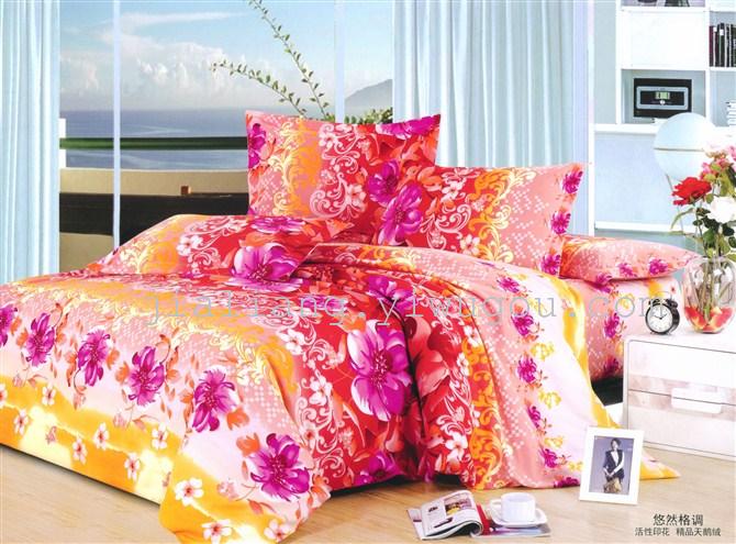 Manufacturer sells winter extra thick reactive printing velvet bedding set four never fade