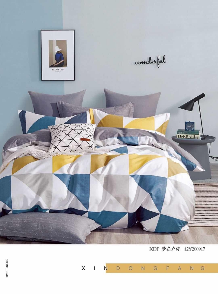 1.8 M Sales Volume Product Internet Hot Fresh Cotton 13370 Twill Printed Four-Piece Bedding Set Wholesale