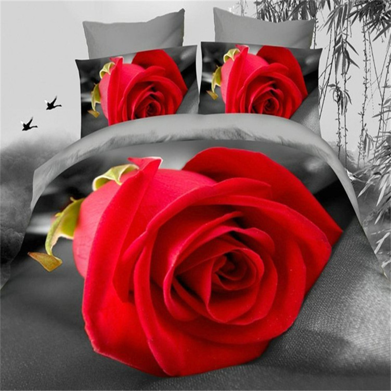 Twill 3D printed wedding supplies four-piece bedding set Twill 3D printed wedding supplies four-piece bedding set