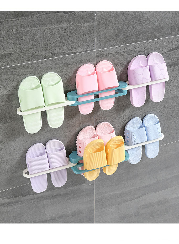 Foldable Bathroom Slipper Rack Punch-Free One-to-Four Bathroom Shoe Rack Home Tableware Storage Storage Rack