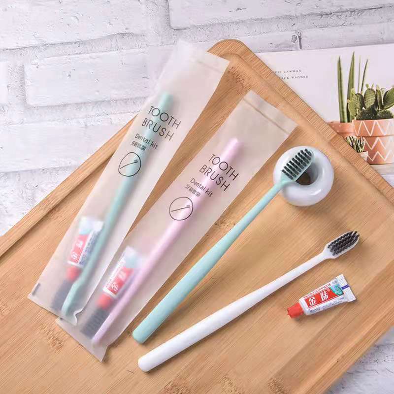 Hotel Special Toiletries Guest Room Hotel Disposable Toothbrush with Toothpaste B & B Soft-Bristle Toothbrush Set Wholesale