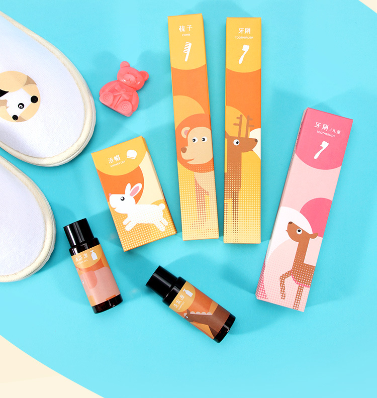 Daily use Children's Hotel Supplies Hotel Room Disposable Toiletries Toothbrush Toothpaste Set Two-in-One