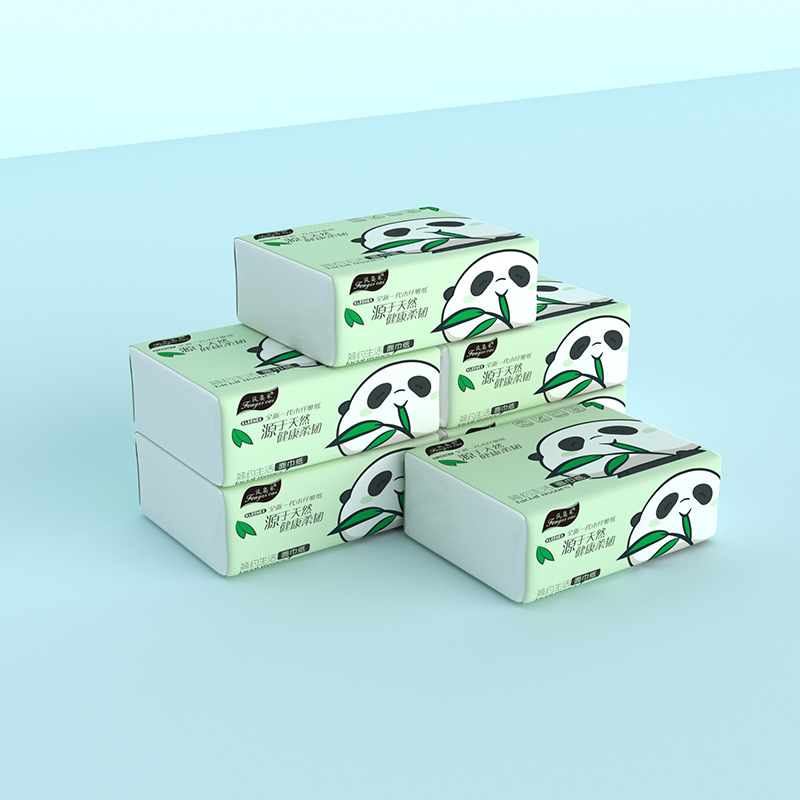 Four-Layer Wood Pulp Paper Towel Paper Extraction 1 Pack 8 Packaging Whole Box Wholesale Napkin Tissue Household Affordable Sanitary Facial Tissue Pumping