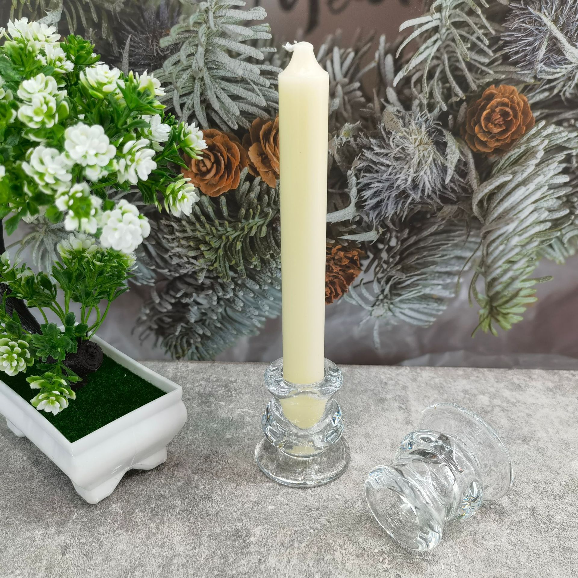 European-Style Pole Candle Candlestick Hotel Household Glass Candlestick Pole Candle Candlestick