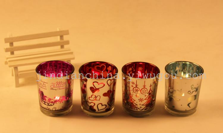 Simple silver plating Glass Candle Candlestick candle ornaments electroplating cup romantic bar