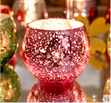 Factory direct plating color glass Binghua Home Furnishing Candlestick ornaments