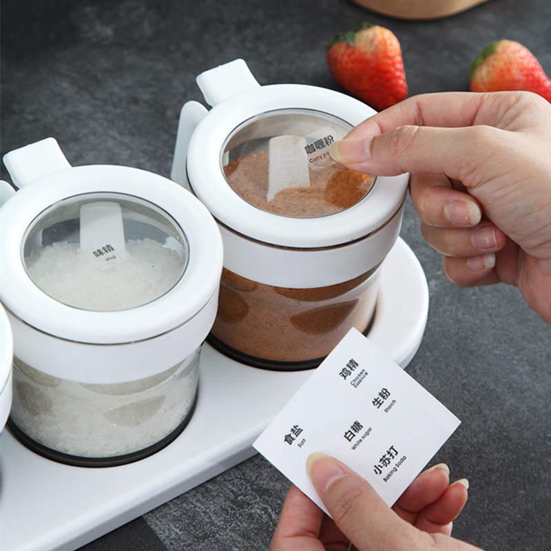Household Kitchen Multi-Functional Plastic Condiment Dispenser Transparent Flip Three-Grid Gourmet Powder Pepper And Salt Seasoning Containers Storage Bottle Set