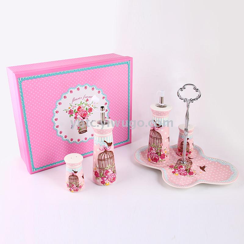Ceramic oil bottle pepper bottle seasoning bottle kitchen storage set oil and salt tank seasoning combination daily