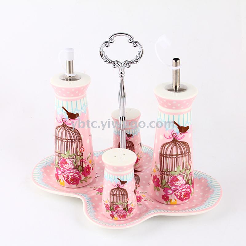 Ceramic oil bottle pepper bottle seasoning bottle kitchen storage set oil and salt tank seasoning combination daily