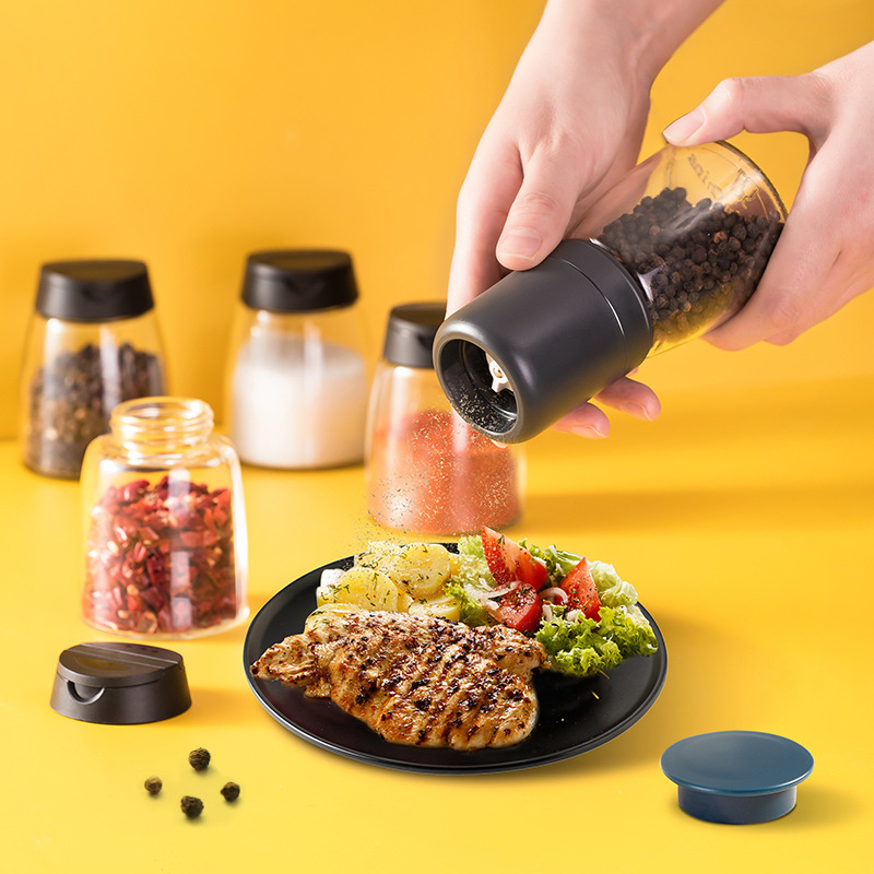 Pepper Household Stainless Steel Manual Grinding Pepper Machine Sea Salt Seasoning Jar Ground Black Pepper Mill Bottle