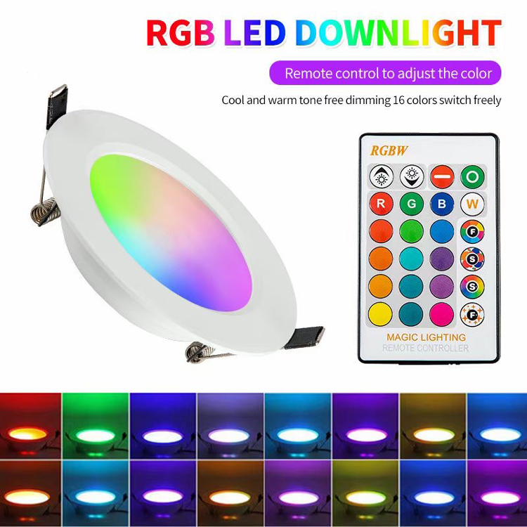 LED Dimming Colorful Downlight 5W Ceiling Lamp RGBW Remote Control Dimming Bar KTV Mall Hypermarket Lighting