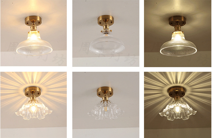 Japanese-Style Retro Brass Glass Ceiling Lamp Bathroom Corridor Simple Modern B & B Entrance Hall Entrance Ceiling Lamp Japanese-Style Retro Brass Glass Ceiling Lamp Bathroom Corridor Simple Modern B & B Entrance Hall Entrance Ceiling Lamp