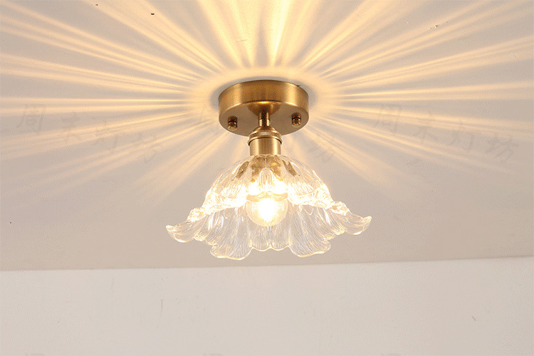 Japanese-Style Retro Brass Glass Ceiling Lamp Bathroom Corridor Simple Modern B & B Entrance Hall Entrance Ceiling Lamp Japanese-Style Retro Brass Glass Ceiling Lamp Bathroom Corridor Simple Modern B & B Entrance Hall Entrance Ceiling Lamp
