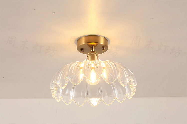 Japanese-Style Retro Brass Glass Ceiling Lamp Bathroom Corridor Simple Modern B & B Entrance Hall Entrance Ceiling Lamp Japanese-Style Retro Brass Glass Ceiling Lamp Bathroom Corridor Simple Modern B & B Entrance Hall Entrance Ceiling Lamp