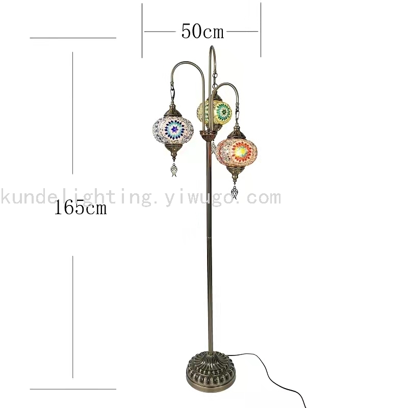 Three-Head Turkish-Style Floor Lamp Mosaic Floor Lamp