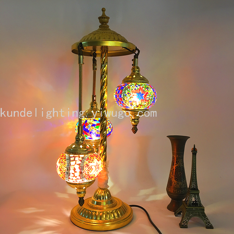 Three-Head Turkish-Style Floor Lamp Mosaic Floor Lamp Three-Head Turkish-Style Floor Lamp Mosaic Floor Lamp