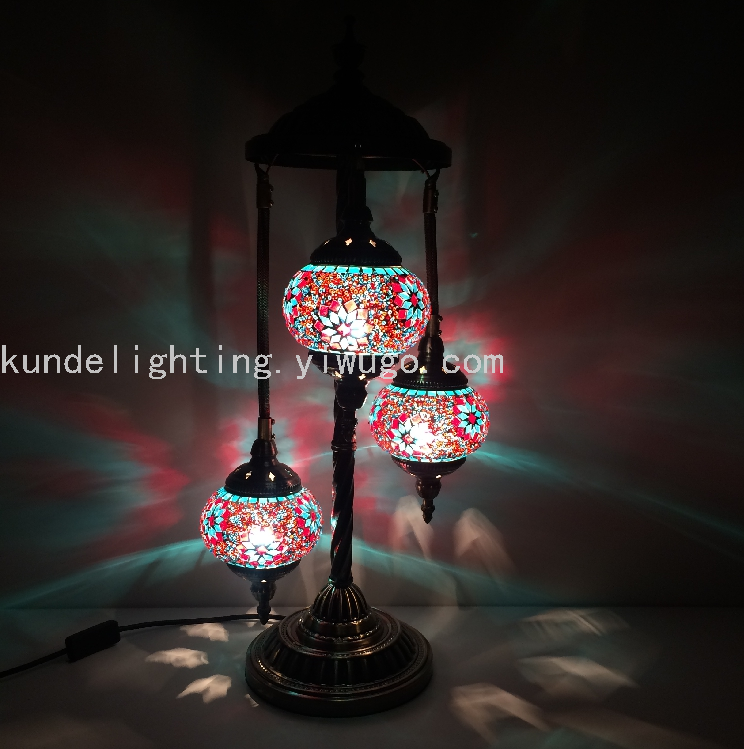 Three-Head Turkish-Style Floor Lamp Mosaic Floor Lamp Three-Head Turkish-Style Floor Lamp Mosaic Floor Lamp