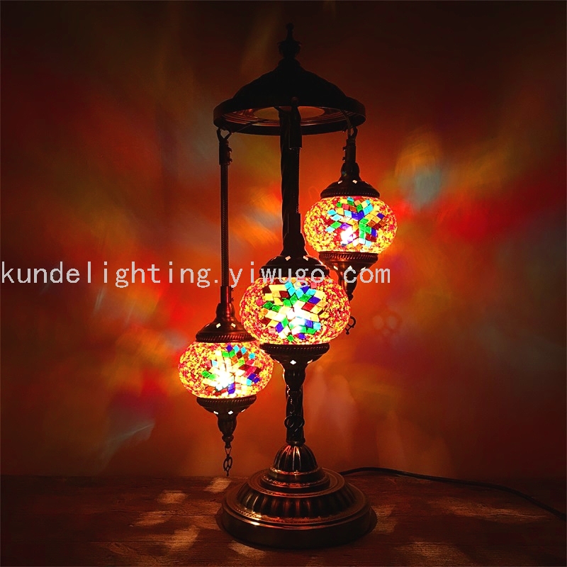Three-Head Turkish-Style Floor Lamp Mosaic Floor Lamp Three-Head Turkish-Style Floor Lamp Mosaic Floor Lamp