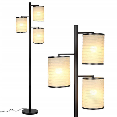 Amazon cross-border floor lamp modern simple three-head cloth floor lamp bedroom and living room floor lamp