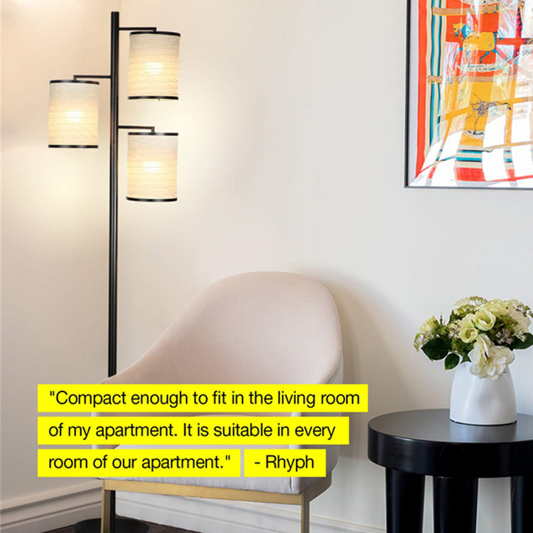 Amazon cross-border floor lamp modern simple three-head cloth floor lamp bedroom and living room floor lamp