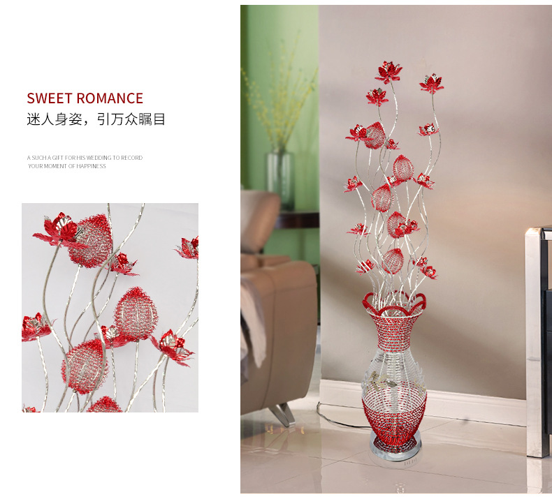 Fashionable Modern Red Warm Wedding Bedroom Floor Lamp Wedding Gift Decoration Living Room and Bedside Floor Lamp Fashionable Modern Red Warm Wedding Bedroom Floor Lamp Wedding Gift Decoration Living Room and Bedside Floor Lamp