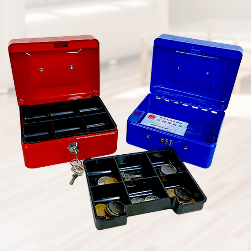 Production Factory in Stock Thickened Metal Cash Box Portable Money Box with Lock Cash Register Cash Register Box Small Storage Box