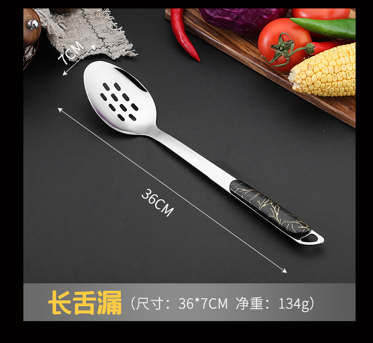 3cm Non-Magnetic Stainless Steel Kitchenware Set Marble Clip Handle Spatula Spatula Meat Fork Colander Kitchen Gift Wholesale 3cm Non-Magnetic Stainless Steel Kitchenware Set Marble Clip Handle Spatula Spatula Meat Fork Colander Kitchen Gift Wholesale
