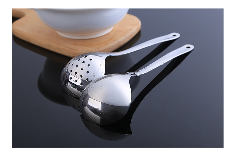 Factory Wholesale 304 Stainless Steel Household Soup Spoon Colander Suit Thickened Kitchen Cooking Tableware Hot Pot Soup Colander