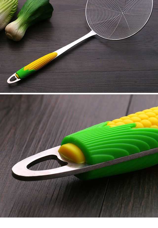 Colander Stainless Steel Big Strainer Colander Corn Handle Thickened Fried Food Colander Noodles Strainer Noodle Cooking Tool Long Handle Kitchen