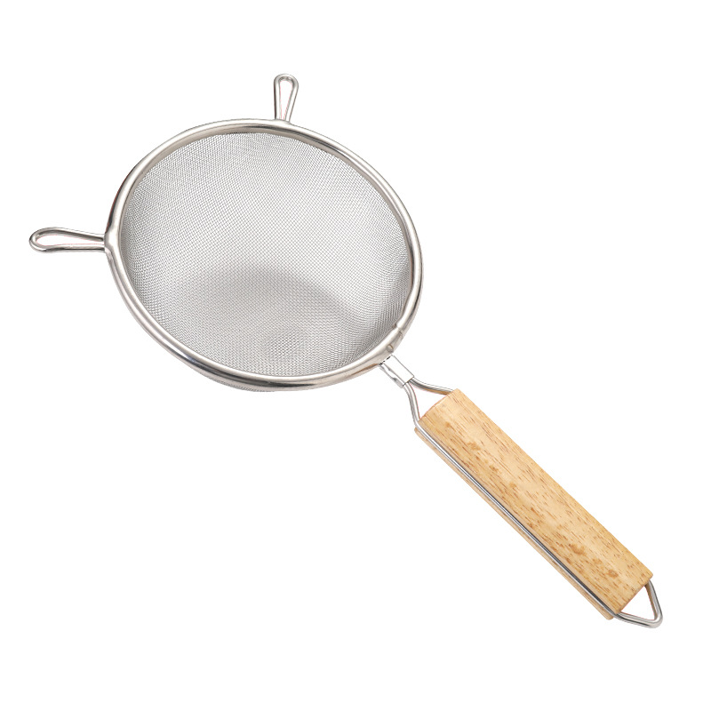 Stainless Steel Colander Wooden Handle Binaural Deep Frying Spoon Household Kitchenware Noodles Strainer Strainer Filter Net