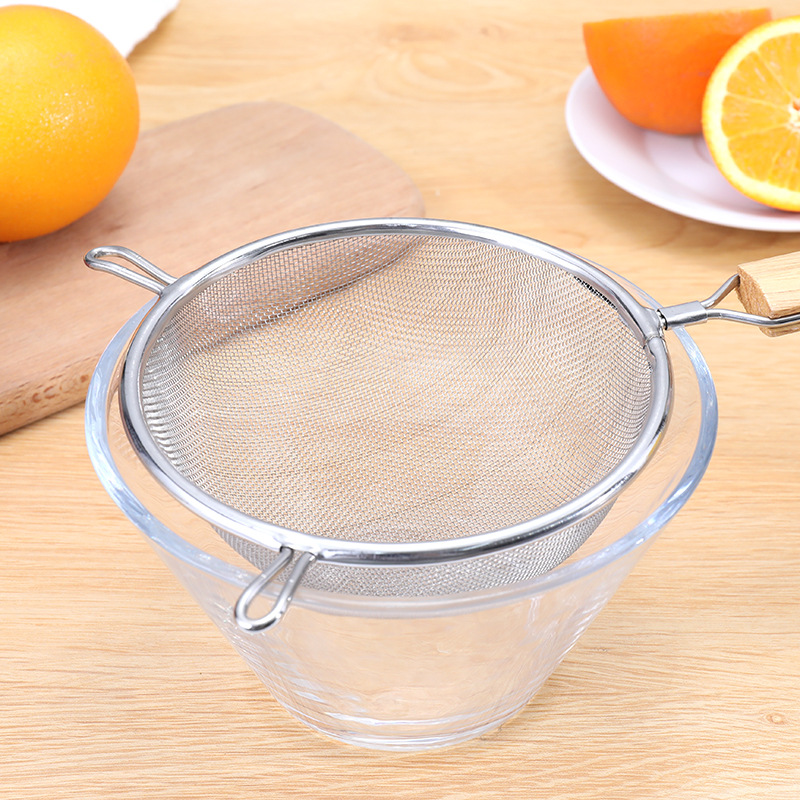 Stainless Steel Colander Wooden Handle Binaural Deep Frying Spoon Household Kitchenware Noodles Strainer Strainer Filter Net