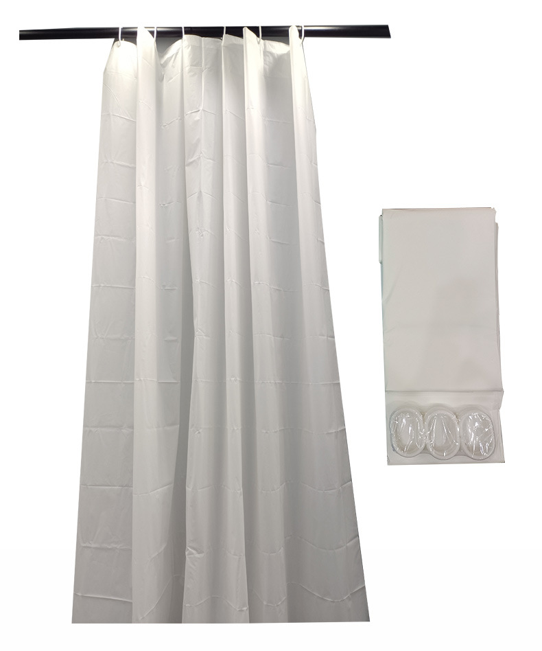 Exclusive for Cross-Border Waterproof Shower Curtain Household Shower Curtain Wholesale Pure Color Shower Curtain Fabric Custom Logo Punch-Free Shower Curtain