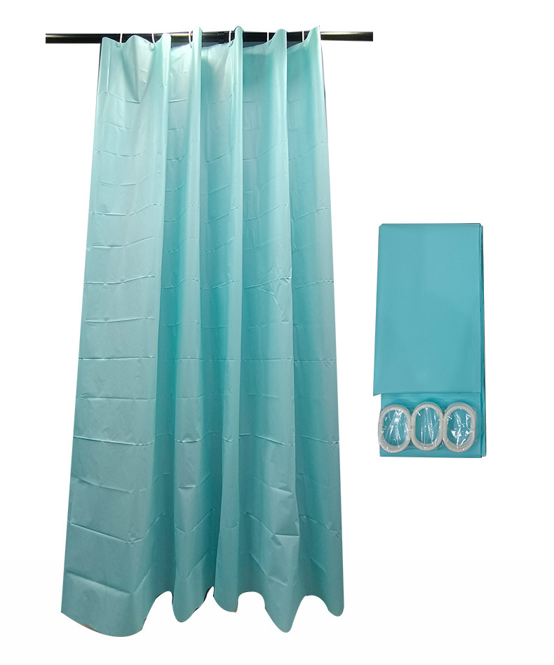 Exclusive for Cross-Border Waterproof Shower Curtain Household Shower Curtain Wholesale Pure Color Shower Curtain Fabric Custom Logo Punch-Free Shower Curtain