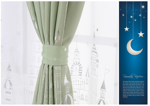 Silver Castle Shading Curtain Fabric Printing Curtain Children's Curtain Silver Castle Shading Curtain Fabric Printing Curtain Children's Curtain